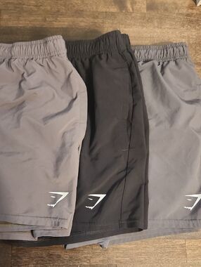 Bundle Of Gymshark Men's Athletic Shorts - Black, Grey, And Green